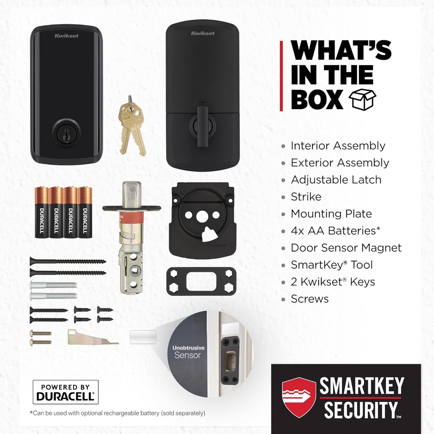 imageKwikset Halo Select Plus Satin Nickel Touchscreen Apple Home Keys TaptoUnlock WiFi and Matter Enabled Smart Lock Deadbolt with Door Status Sensor and Intrusion DetectionMatte Black