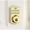 Kwikset 914 Traditional Keypad SmartCode Electronic Deadbolt Smart Lock featuring SmartKey Security and ZigBee 3.0 Technology in Polished Brass