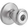 Kwikset Tylo Entry Door Knob with Lock and Key, Secure Keyed Handle Exterior Doorlock, Doorknob For Front Entrance and Bedrooms in Satin Chrome(Satin Chrome)
