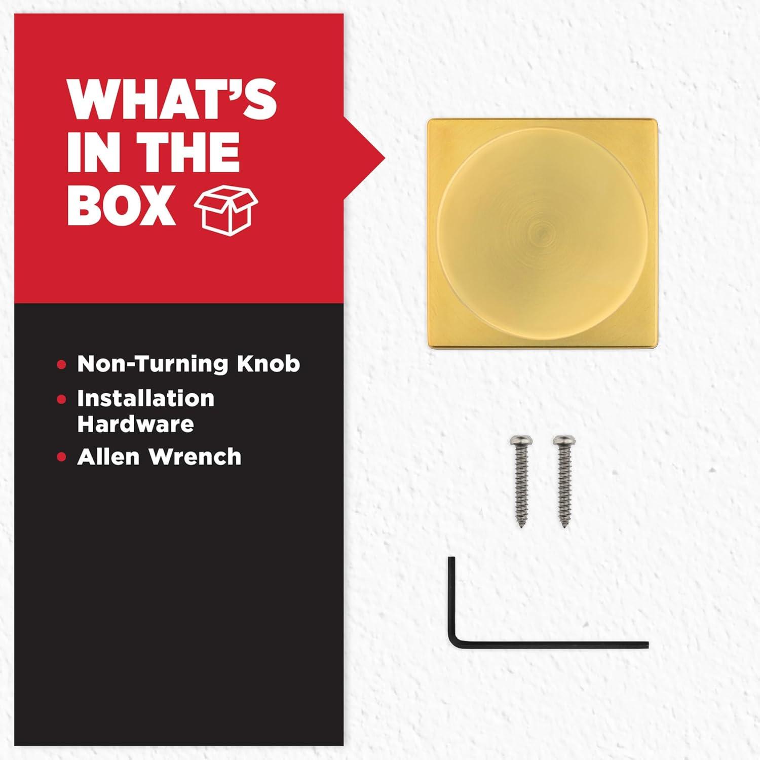 imageKwikset Pismo Dummy Door Knob Single Sided Handle for Closets French Double Doors and Pantry Satin Brass Square NonTurning Interior PushPull Door Knob Microban Protection