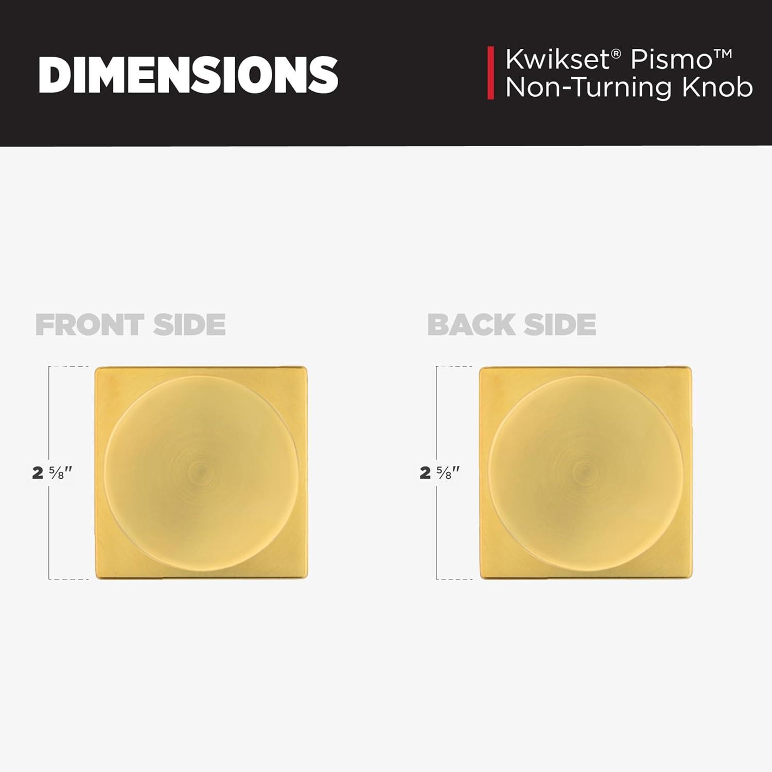 imageKwikset Pismo Dummy Door Knob Single Sided Handle for Closets French Double Doors and Pantry Satin Brass Square NonTurning Interior PushPull Door Knob Microban Protection