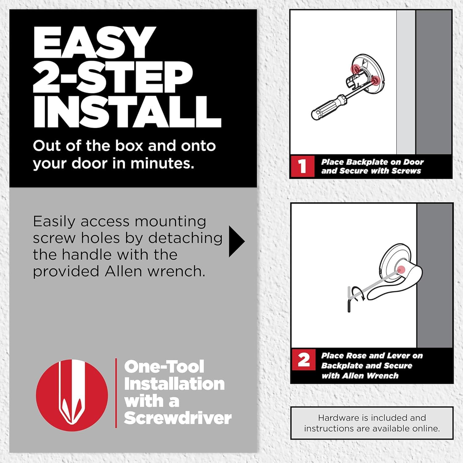 imageKwikset Balboa Interior Privacy Door Handle with Lock Door Lever For Bathroom and Bedroom Matte Black Reversible Keyless Turn LockPolished Brass