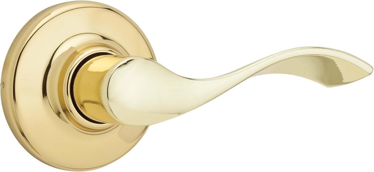 imageKwikset Balboa Interior Privacy Door Handle with Lock Door Lever For Bathroom and Bedroom Matte Black Reversible Keyless Turn LockPolished Brass