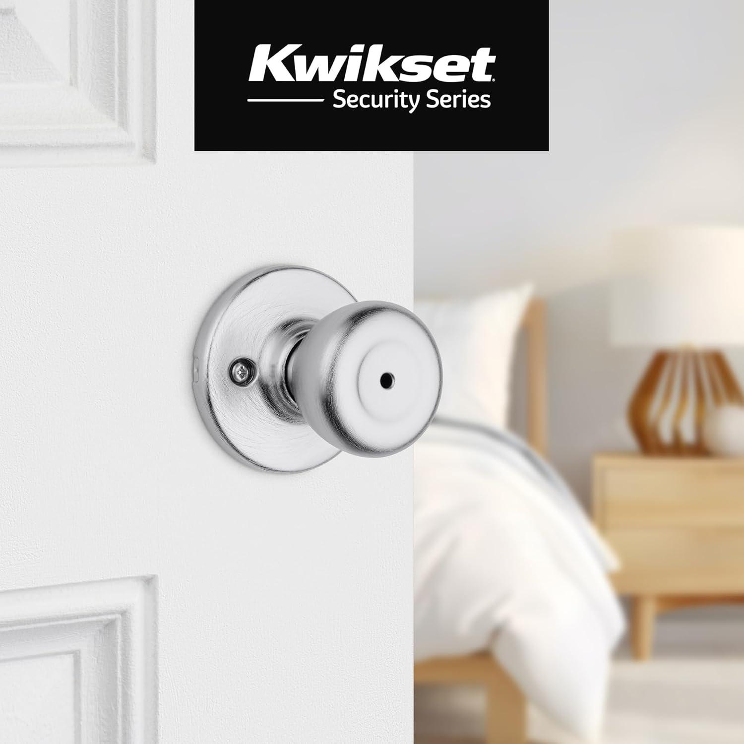 imageKwikset Tylo Interior Privacy Door Knob with Lock Door Handle For Bathroom and Bedroom Satin Chrome Keyless Turn Lock Doorknob 1 Count Pack of 11 Count Pack of 6
