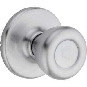 Kwikset Tylo Interior Passage Door Knob, Handle For Closet and Hallway Doors, Non-Locking Doorknob in Polished Brass(Satin Chrome)