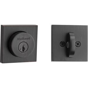 Kwikset Halifax Deadbolt Lock, Venetian Bronze Square Exterior Keyed Front Entry Door, Pick Resistant SmartKey Rekey Security, Single Cylinder Dead Bolt, with Microban Protection