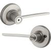 Kwikset Ladera Interior Privacy Door Handle with Lock, Door Lever For Bathroom and Bedroom, Satin Nickel Reversible Keyless Push Button Lock Door Lever, with Microban Protection, 1 Count (Pack of 1)