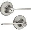 Kwikset Ladera Interior Privacy Door Handle with Lock, Door Lever For Bathroom and Bedroom, Satin Nickel Reversible Keyless Push Button Lock Door Lever, with Microban Protection, 1 Count (Pack of 1)