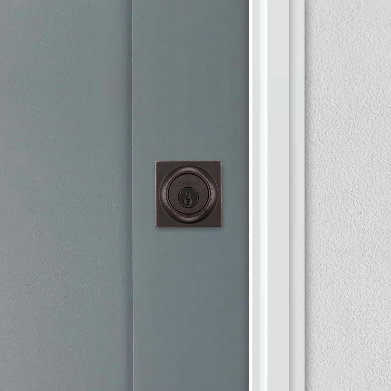 image:imageKwikset 660SQT15S Single Cylinder Square Deadbolt SmartKey with RCAL Latch and RCS Strike Satin Nickel Finish