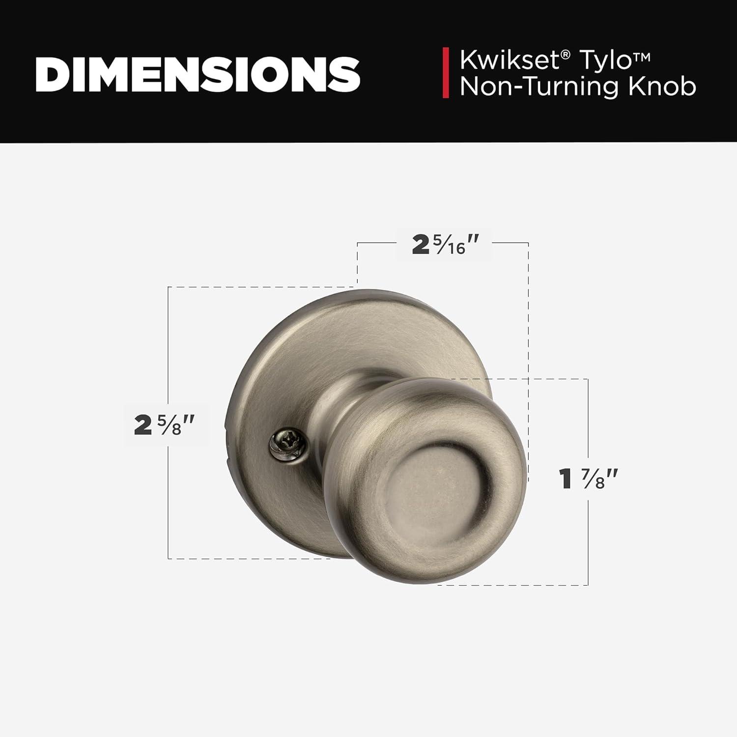 image:imageKwikset Tylo Dummy Door Knob Single Sided Handle for Closets French Double Doors and Pantry Satin Nickel NonTurning Interior PushPull Door Knob with Microban ProtectionNo Size