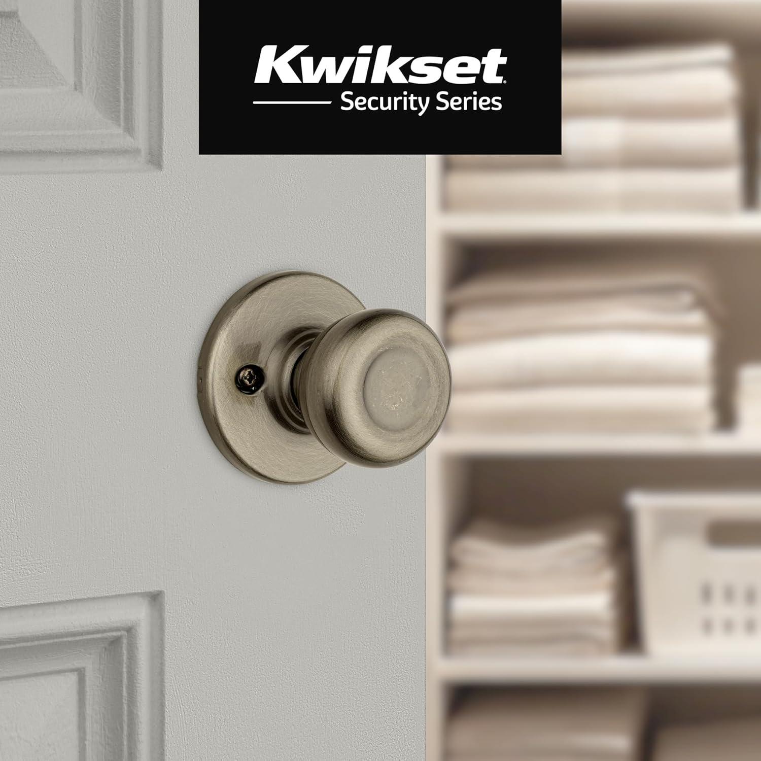 image:imageKwikset Tylo Dummy Door Knob Single Sided Handle for Closets French Double Doors and Pantry Satin Nickel NonTurning Interior PushPull Door Knob with Microban ProtectionNo Size