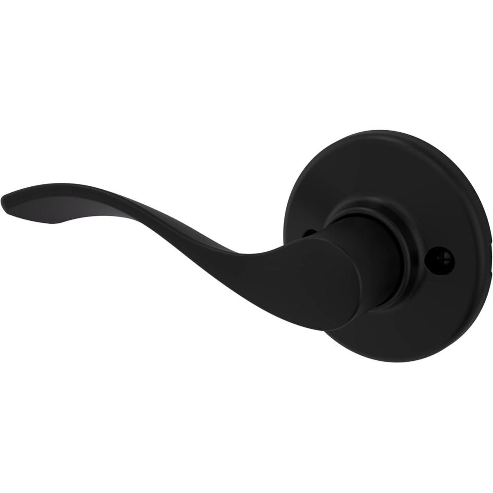 image:imageKwikset Balboa Dummy Door Handle Single Sided Lever for Closets French Double Doors and Pantry Satin Nickel NonTurning Right Handed Interior PushPull Lever with Microban ProtectionMatte Black