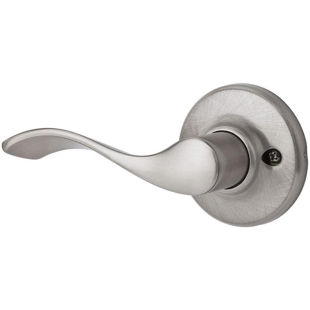 image:imageKwikset Balboa Dummy Door Handle Single Sided Lever for Closets French Double Doors and Pantry Satin Nickel NonTurning Right Handed Interior PushPull Lever with Microban ProtectionSatin Nickel