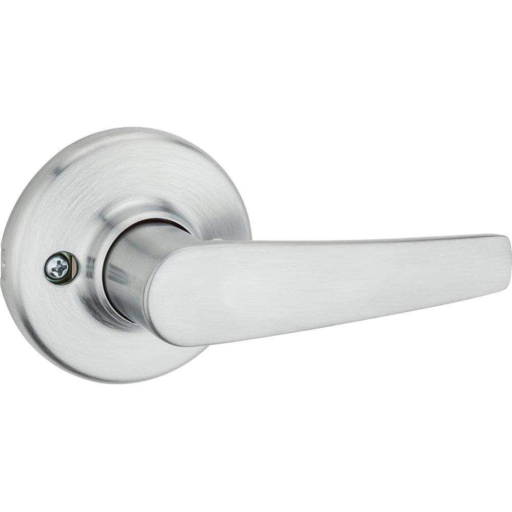image:imageKwikset Delta Dummy Door Handle Single Sided Lever for Closets French Double Doors and Pantry Satin Chrome NonTurning Reversible Interior PushPull Lever1 Count Pack of 1