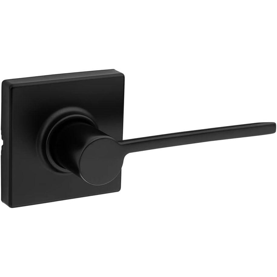 image:imageKwikset Ladera Interior Passage Door Handle Lever For Closet and Hallway Doors Reversible NonLocking Handle Lever Matte Black with Microban Protection