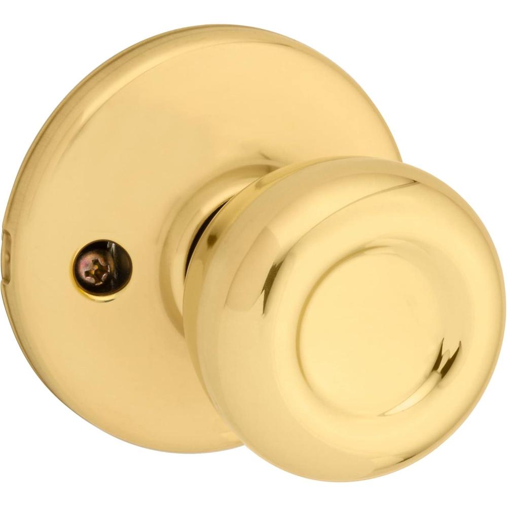 image:imageKwikset Tylo Dummy Door Knob Single Sided Handle for Closets French Double Doors and Pantry Satin Chrome NonTurning Interior PushPull Door KnobPolished Brass