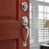 Kwikset Dakota Front Door Lock Handle and Deadbolt Set, Entry Handleset Exterior Only, Satin Nickel, Pick Resistant SmartKey Rekey Deadbolt Security, Interior Sold Separately