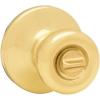 Kwikset Delta Interior Privacy Door Handle with Lock, Door Lever For Bathroom and Bedroom, Satin Chrome Reversible Keyless Turn Lock(Polished Brass)