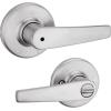Kwikset Delta Interior Privacy Door Handle with Lock, Door Lever For Bathroom and Bedroom, Satin Chrome Reversible Keyless Turn Lock(Satin Chrome)