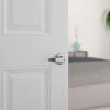 Kwikset Delta Interior Privacy Door Handle with Lock, Door Lever For Bathroom and Bedroom, Satin Chrome Reversible Keyless Turn Lock(Satin Chrome)
