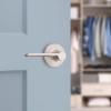 Kwikset Ladera Dummy Door Handle, Single Sided Lever for Closets, French Double Doors, and Pantry, Satin Nickel Non-Turning Left Handed Interior Push/Pull Lever, with Microban Protection