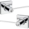 Kwikset Ladera Entry Door Handle with Lock and Key, Secure Keyed Reversible Lever Exterior, Doorlock, For Front Entrance and Bedrooms, Polished Chrome, Pick Resistant Smartkey Rekey Security