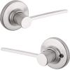 Kwikset Ladera Interior Passage Door Handle, Lever For Closet and Hallway Doors, Reversible Non-Locking Handle Lever, Satin Nickel, with Microban Protection