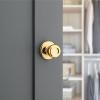 Kwikset Tylo Dummy Door Knob, Single Sided Handle for Closets, French Double Doors, and Pantry, Satin Chrome Non-Turning Interior Push/Pull Door Knob(Polished Brass)