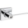 Kwikset Ladera Entry Door Handle with Lock and Key, Secure Keyed Reversible Lever Exterior, Doorlock, For Front Entrance and Bedrooms, Polished Chrome, Pick Resistant Smartkey Rekey Security