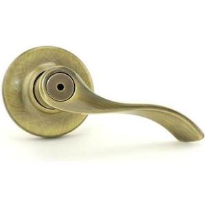 Kwikset 300BL-5V2 Balboa Lever Privacy Door Lock with New Chassis and 6AL Latch and RCS Strike Antique Brass Finish