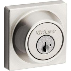 Kwikset 660SQT-15S Single Cylinder Square Deadbolt SmartKey with RCAL Latch and RCS Strike Satin Nickel Finish