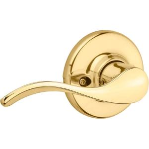 Kwikset Balboa Dummy Door Handle, Single Sided Lever for Closets, French Double Doors, and Pantry, Satin Nickel Non-Turning Right Handed Interior Push/Pull Lever, with Microban Protection(Polished Brass)