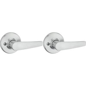 Kwikset Delta Dummy Door Handle, Single Sided Lever for Closets, French Double Doors, and Pantry, Satin Chrome Non-Turning Reversible Interior Push/Pull Lever(1 Count (Pack of 2))