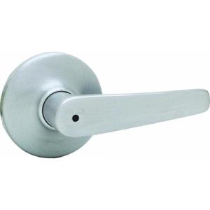 Kwikset Delta Interior Privacy Door Handle with Lock, Door Lever For Bathroom and Bedroom, Satin Chrome Reversible Keyless Turn Lock(Satin Chrome)
