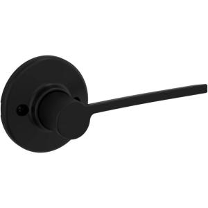Kwikset Ladera Dummy Door Handle, Single Sided Lever for Closets, French Double Doors, and Pantry, Matte Black Non-Turning Right Handed Interior Push/Pull Lever