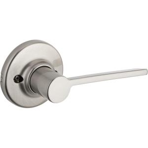 Kwikset Ladera Dummy Door Handle, Single Sided Lever for Closets, French Double Doors, and Pantry, Satin Nickel Non-Turning Left Handed Interior Push/Pull Lever, with Microban Protection