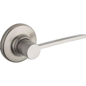 Kwikset Ladera Interior Passage Door Handle, Lever For Closet and Hallway Doors, Reversible Non-Locking Handle Lever, Satin Nickel, with Microban Protection