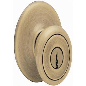 Kwikset Tylo Entry Knob in Satin Chrome(Antique Brass)