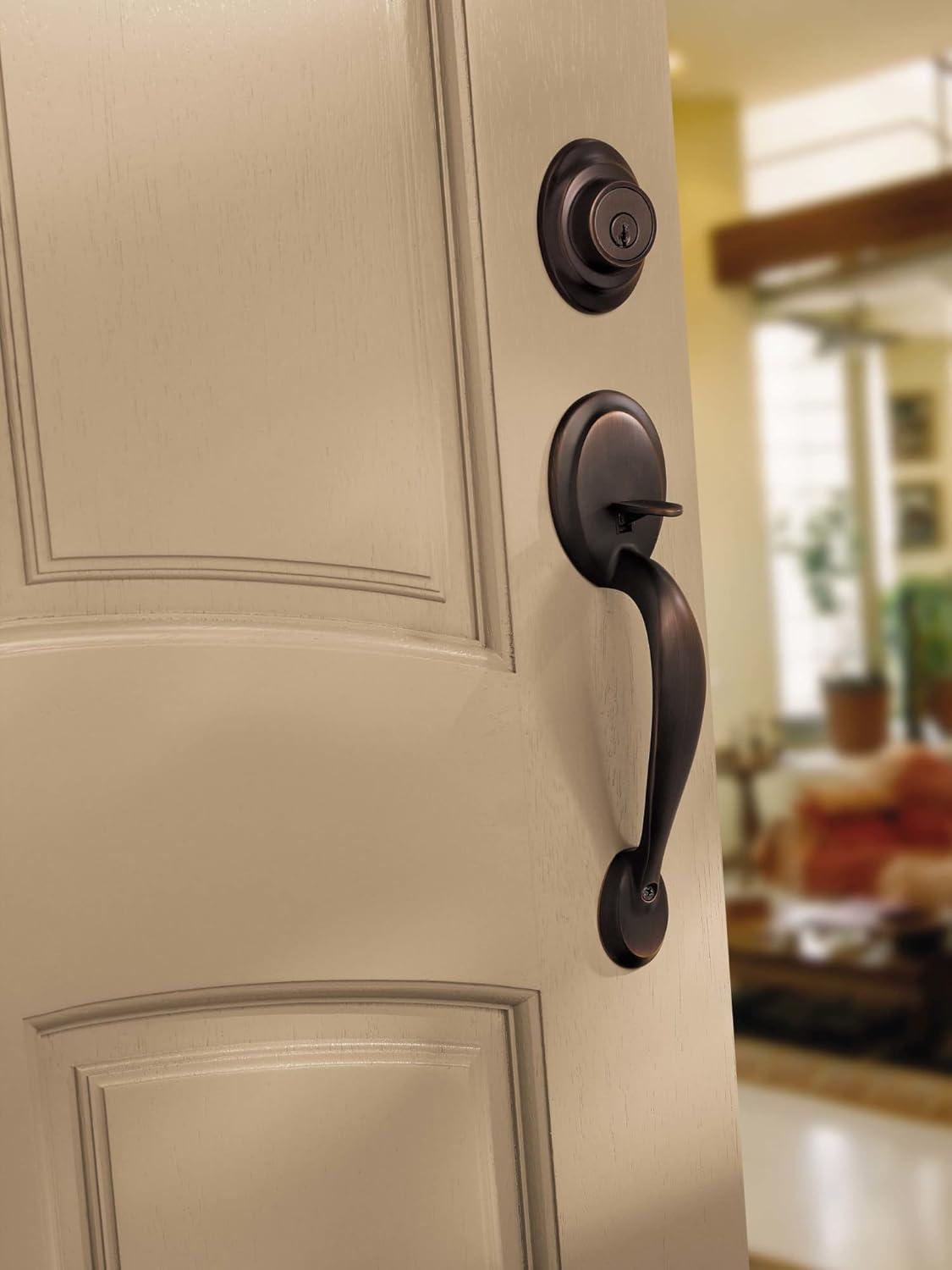 image:imageKwikset 687DALIPS Dakota Single Cylinder Handleset from The Series Featuring SmartKey Exterior Only Antique Brass