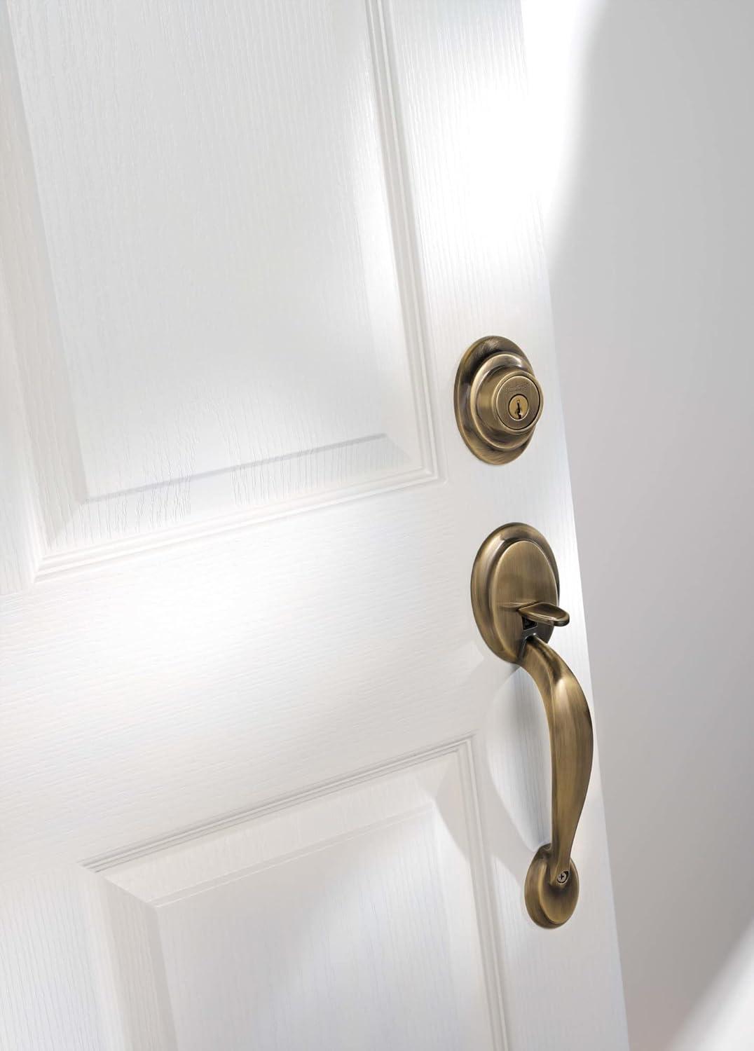 image:imageKwikset 687DALIPS Dakota Single Cylinder Handleset from The Series Featuring SmartKey Exterior Only Antique Brass