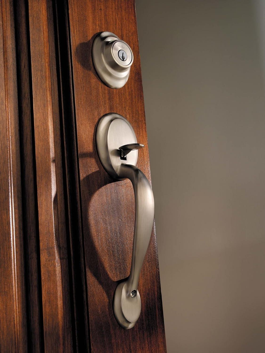 image:imageKwikset 687DALIPS Dakota Single Cylinder Handleset from The Series Featuring SmartKey Exterior Only Antique Brass