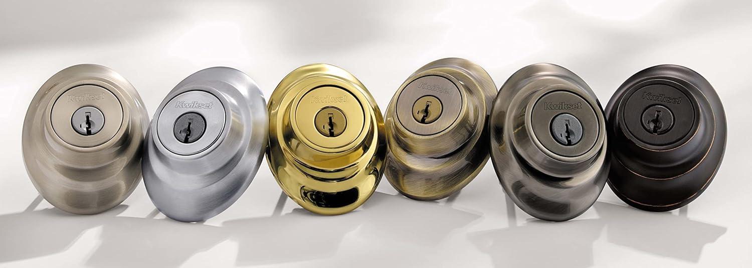 image:imageKwikset 687DALIPS Dakota Single Cylinder Handleset from The Series Featuring SmartKey Exterior Only Antique Brass