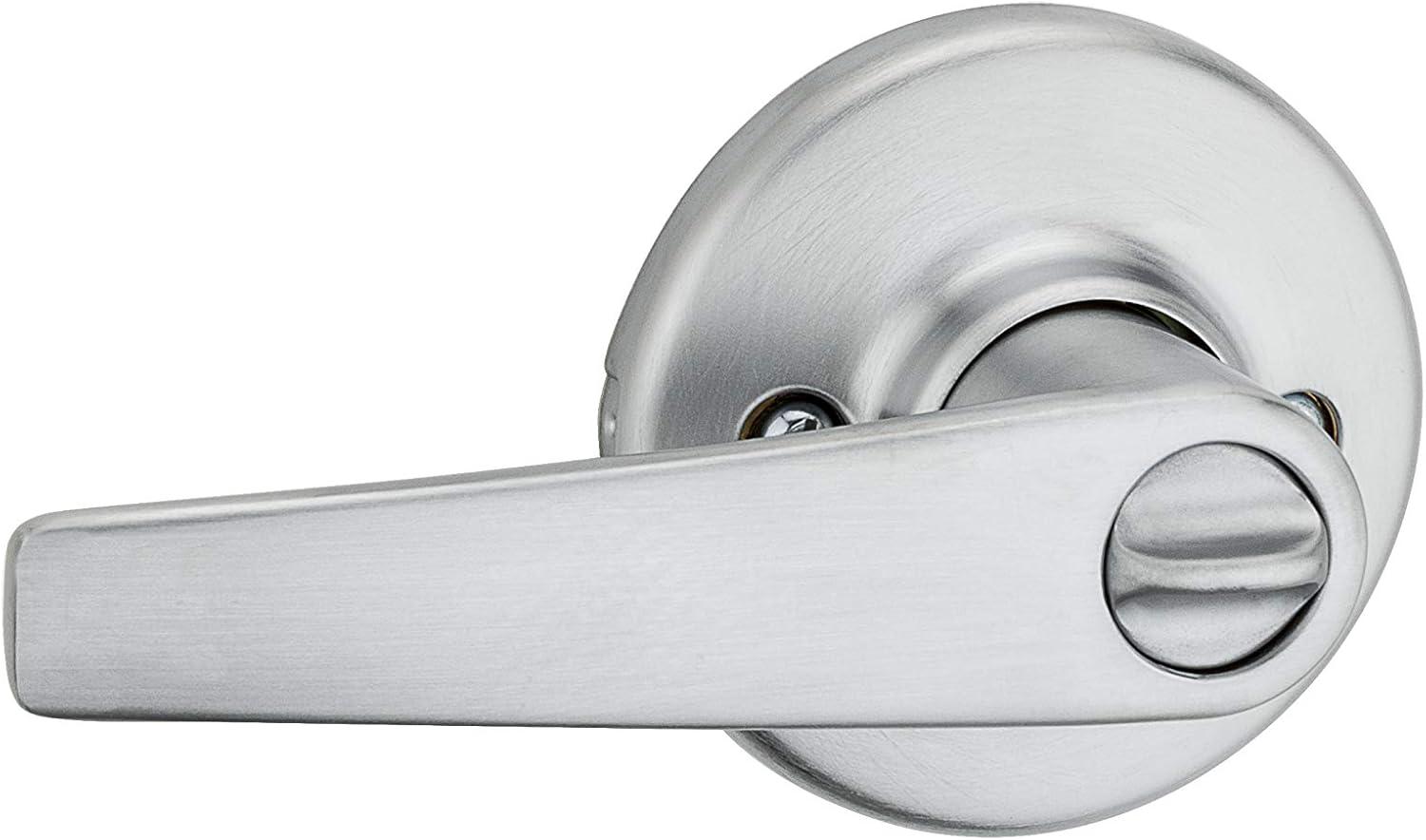 image:imageKwikset Delta Entry Door Handle with Lock and Key Secure Keyed Reversible Lever Exterior Doorlock Doorknob For Front Entrance and Bedrooms in Satin Chrome