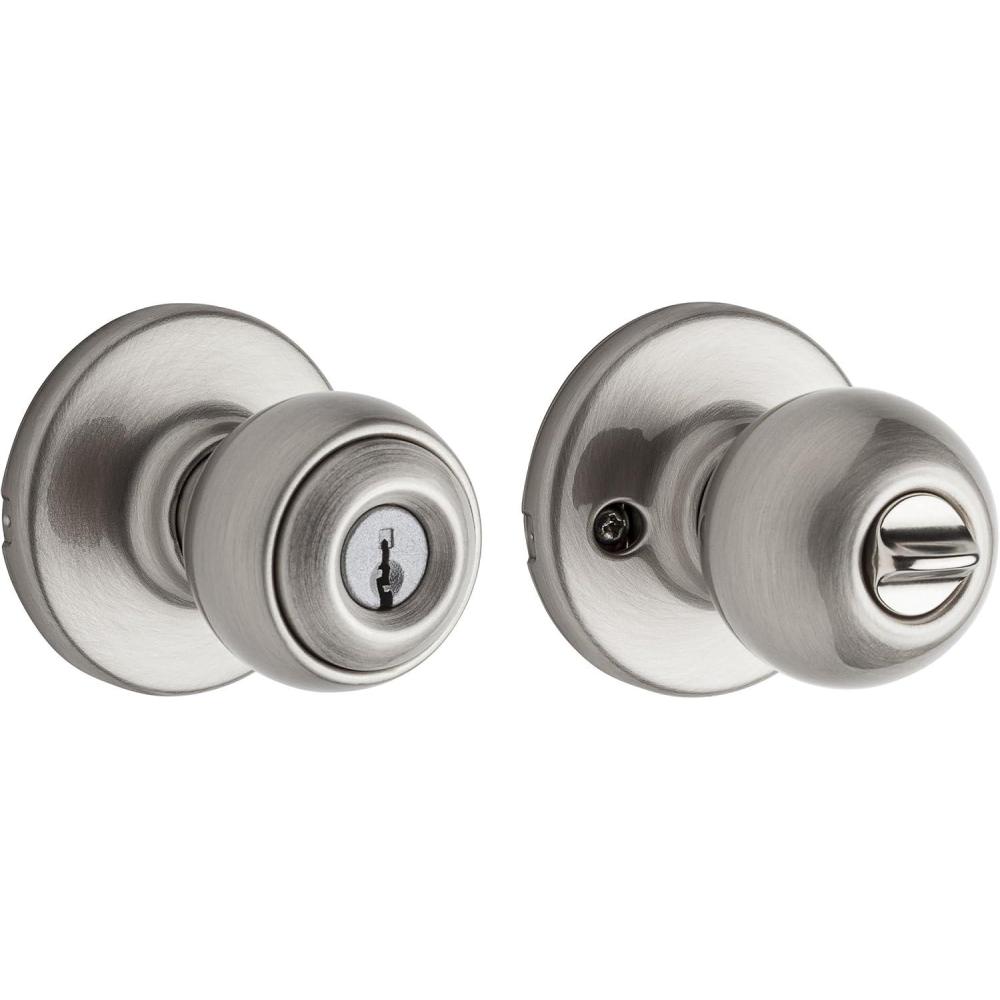 image:imageKwikset 400P 3 CP Polo Entry Knob Polished BrassSatin Nickel