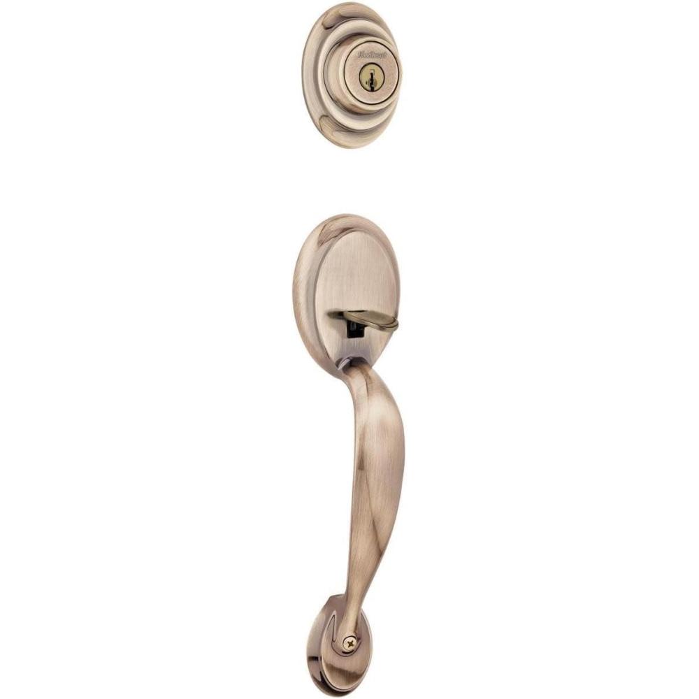 image:imageKwikset 687DALIPS Dakota Single Cylinder Handleset from The Series Featuring SmartKey Exterior Only  Antique Brass