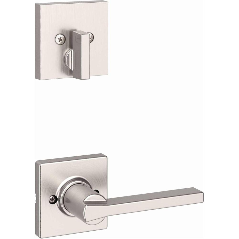 image:imageKwikset 971CSLSQT15 Single Cylinder Interior Casey Lever Trim with Square Rose Satin Nickel Finish