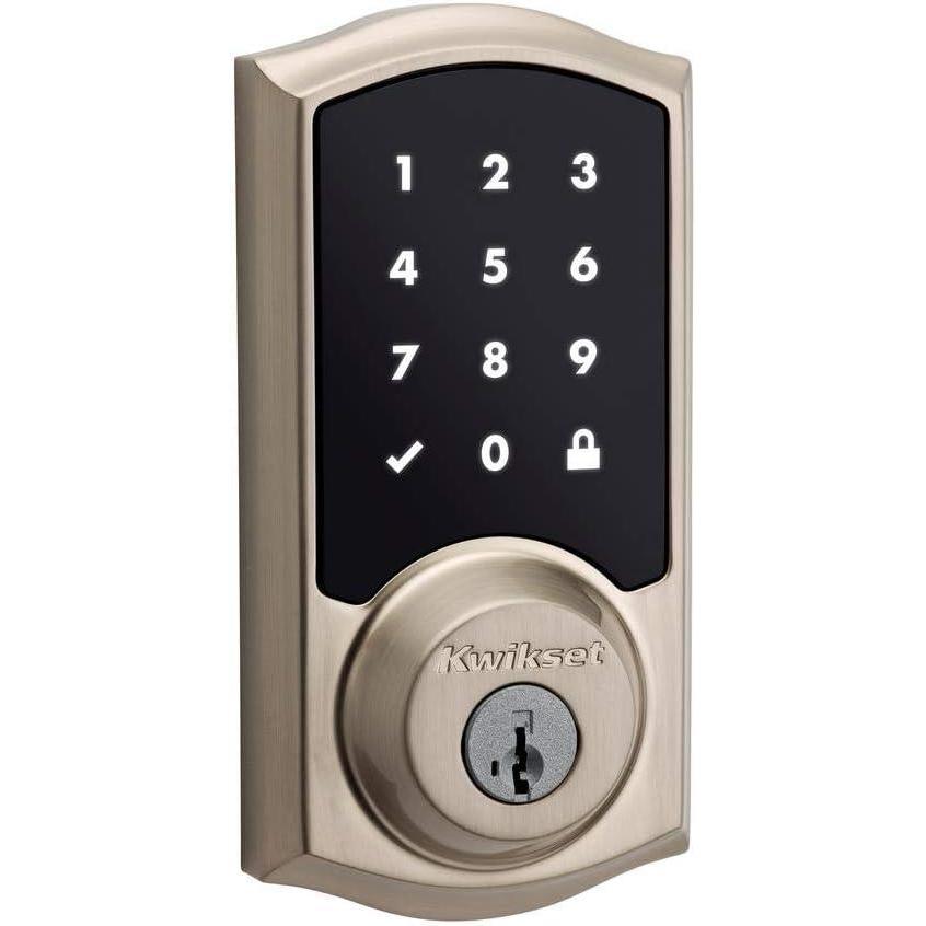 image:imageKwikset 99160021 SmartCode 916 Traditional Smart Lock Touchscreen Electronic Deadbolt Front Door Lock with SmartKey Security and ZWave Plus in Venetian BronzeSatin Nickel