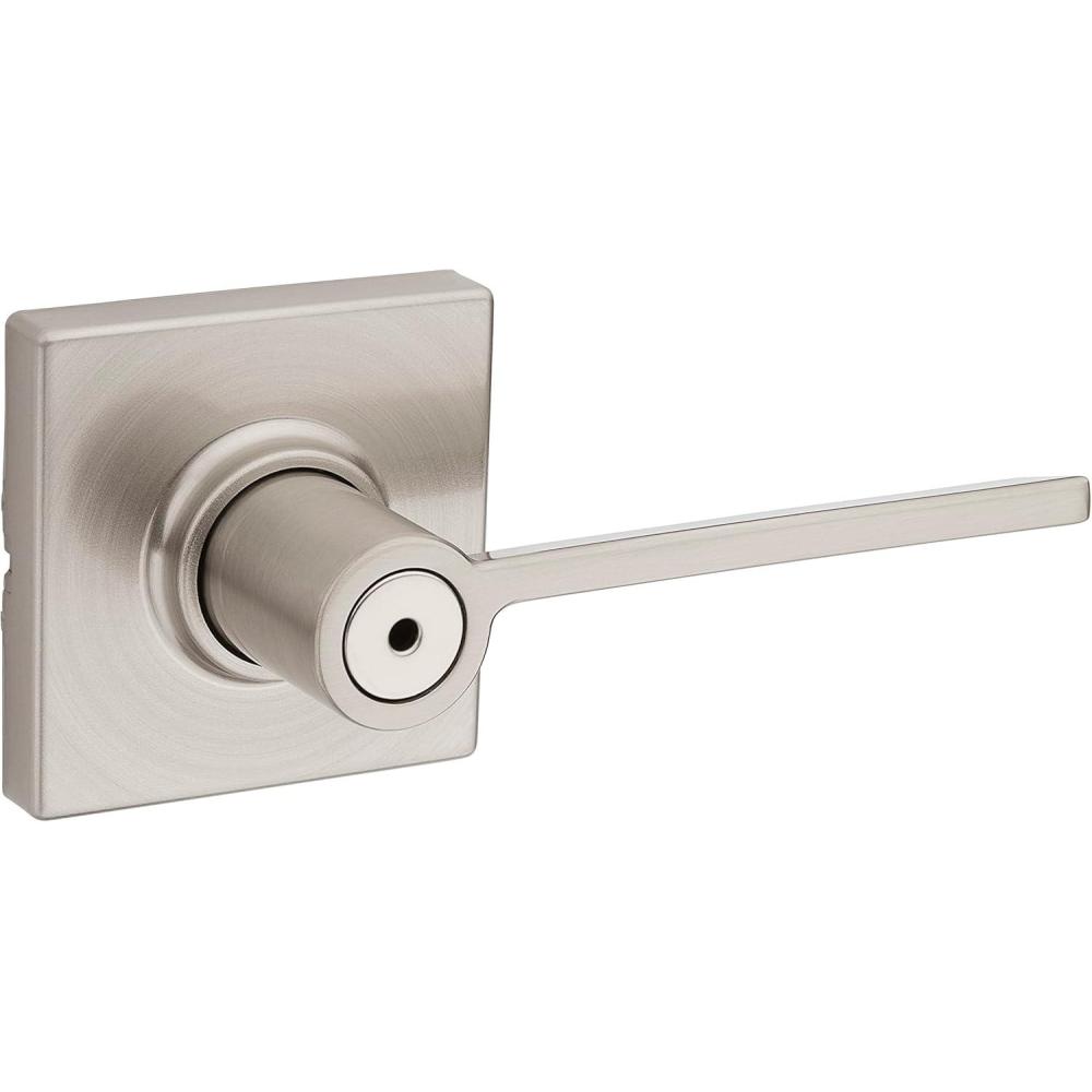 image:imageKwikset Ladera Door Lever Privacy Lock Handle for Bedroom and Bathroom Square Rose in Satin Nickel
