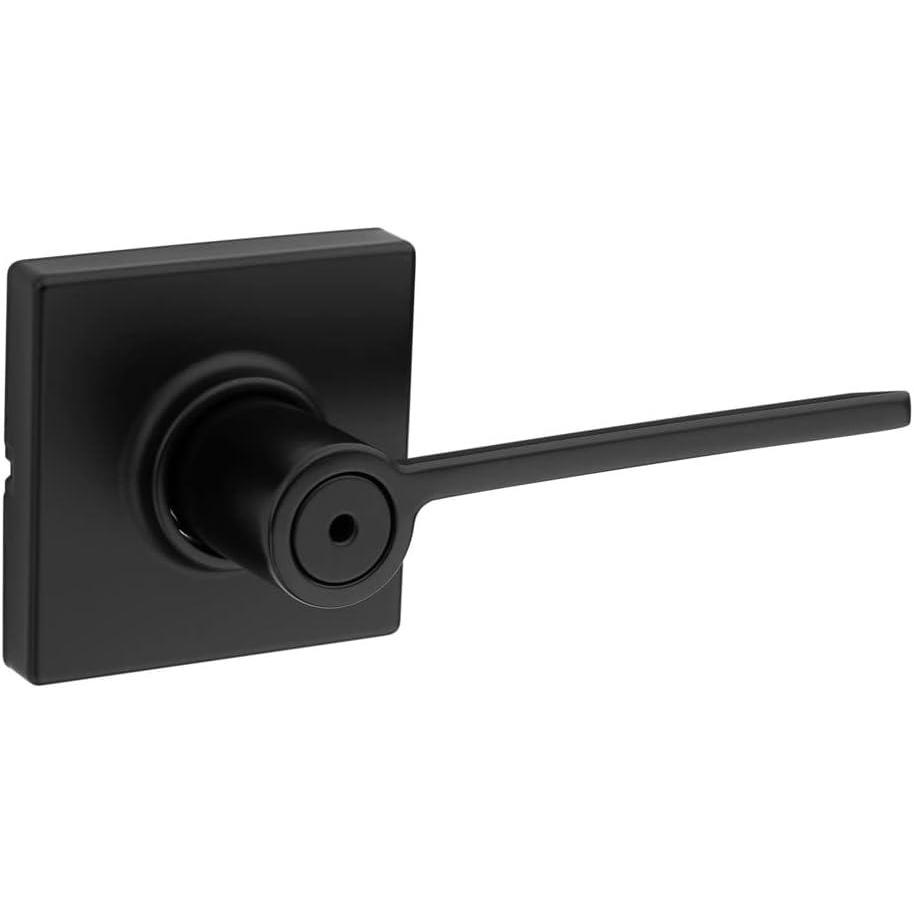 image:imageKwikset Ladera Interior Privacy Door Handle with Lock Door Lever For Bathroom and Bedroom Matte Black Reversible Keyless Turn Lock