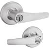 Kwikset Delta Entry Door Handle with Lock and Key, Secure Keyed Reversible Lever, Exterior Doorlock, Doorknob For Front Entrance and Bedrooms in Satin Chrome